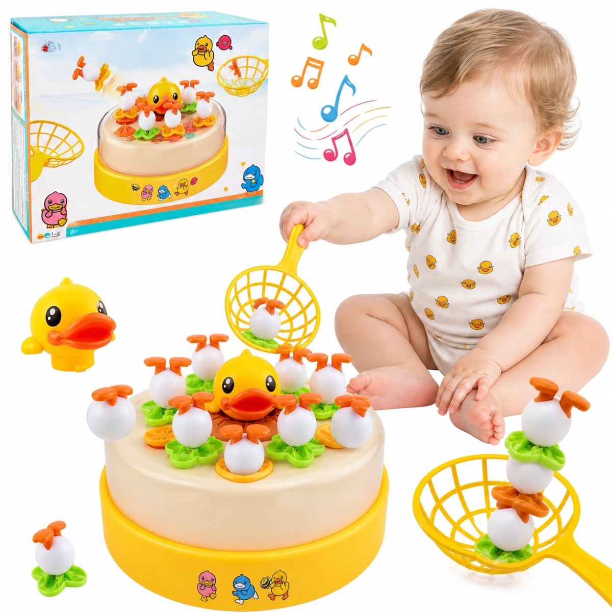 Skill Game Interactive Family Duck Jumping Mesh Catching