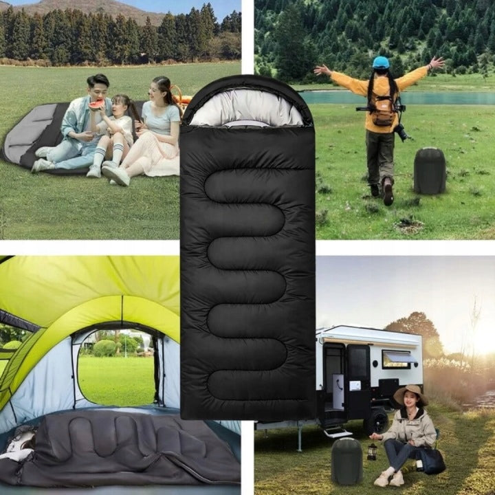 Sleeping Bag Mummy Tourist 2in1 210×75cm Warm Hood Quilt Cover Black Manufacturer code 500265