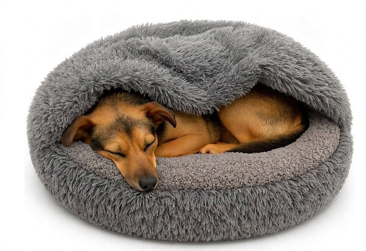 Sleeping bag bed 80 cm – for dog and cat Warm, round. Shaggy / Boucle