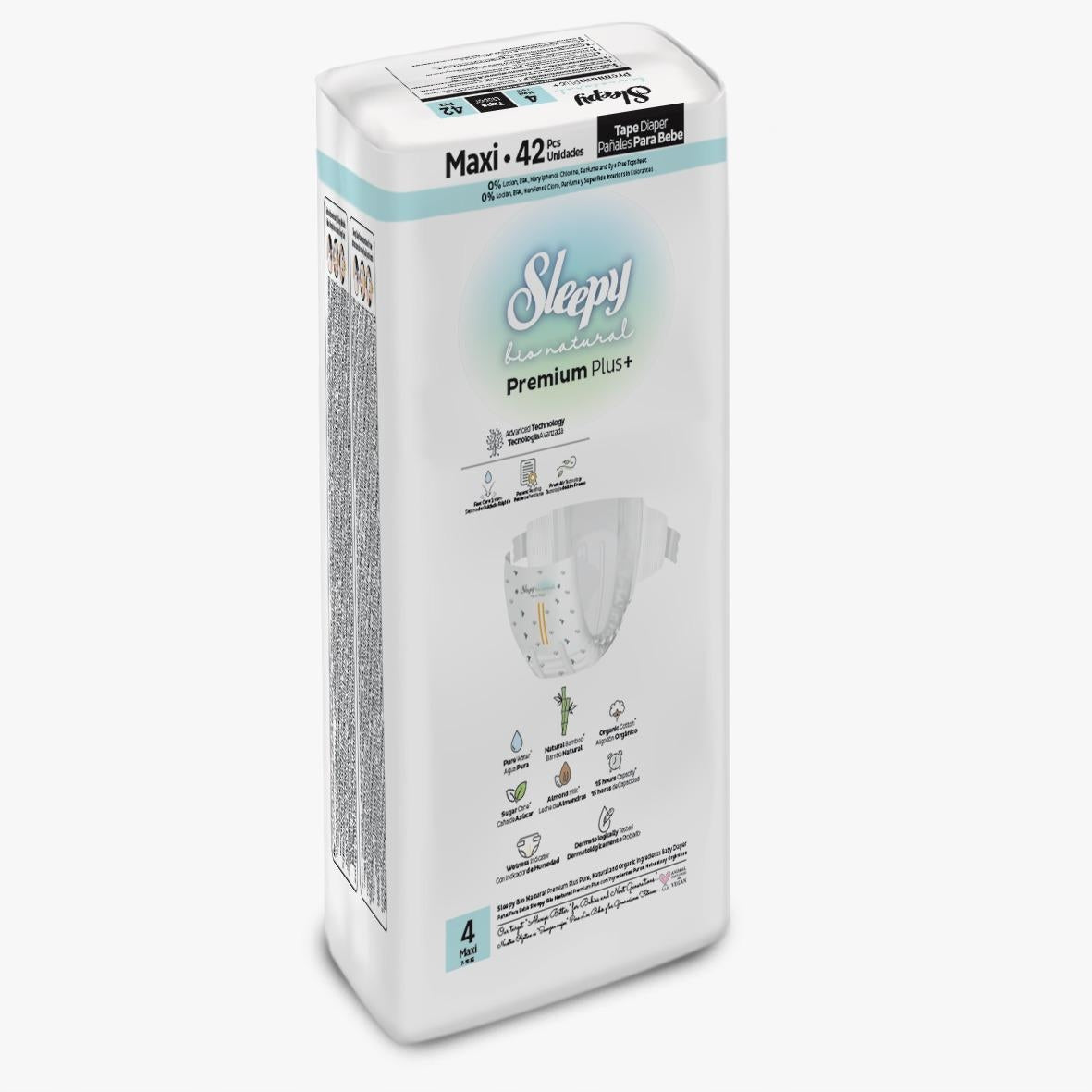 Sleepy Bio Natural Premium Plus+ 4 Maxi 42 pcs Eco-Friendly Diapers