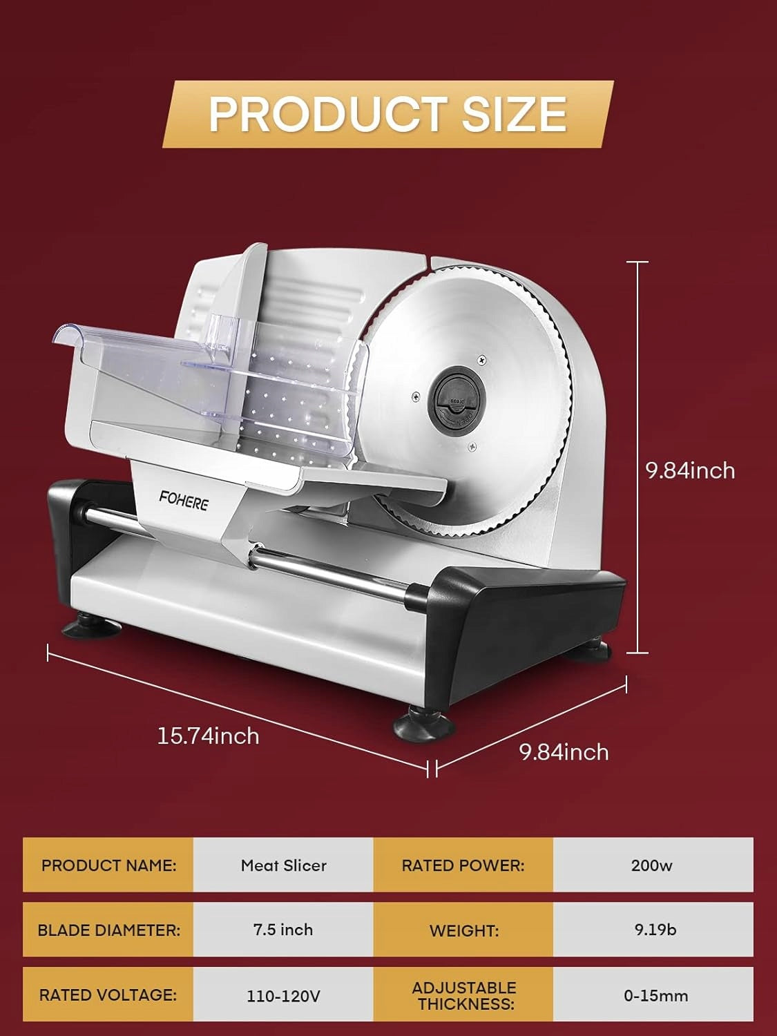 Slicer FOHERE ELECTRIC CATERING SLICER silver/grey 200 W Brand no brand