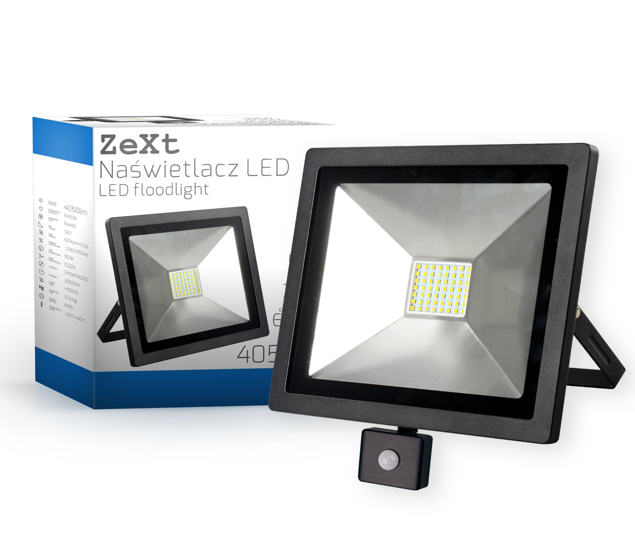 Slim LED floodlight 50W 6400K PIR with motion sensor 6400K COLD HALOGEN