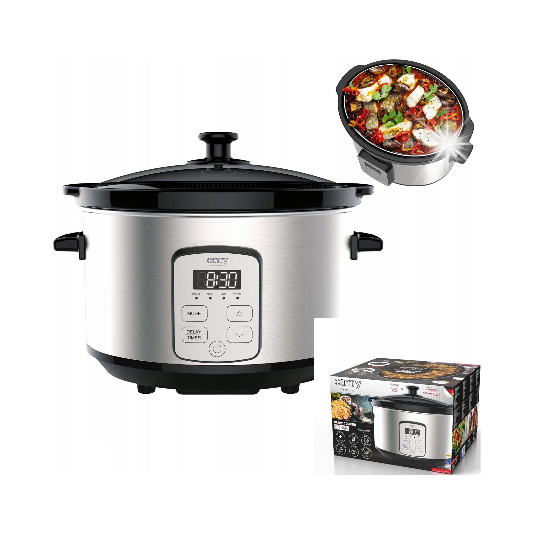 Slow Cooker Ceramic Pot 4,7L LED