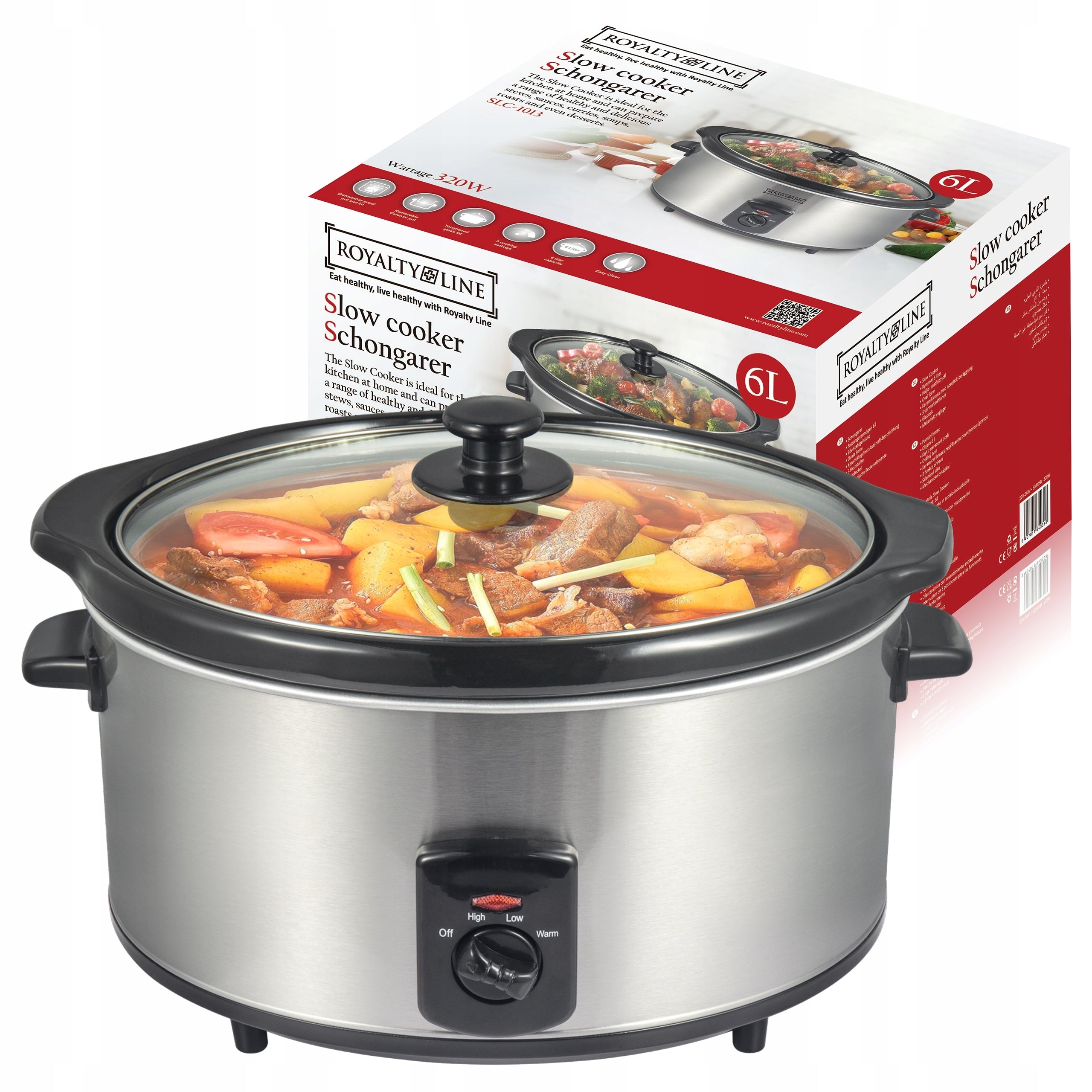 Slow Cooker Ceramic Pot Bowl XL 6l 320w HOT POT Royalty Line