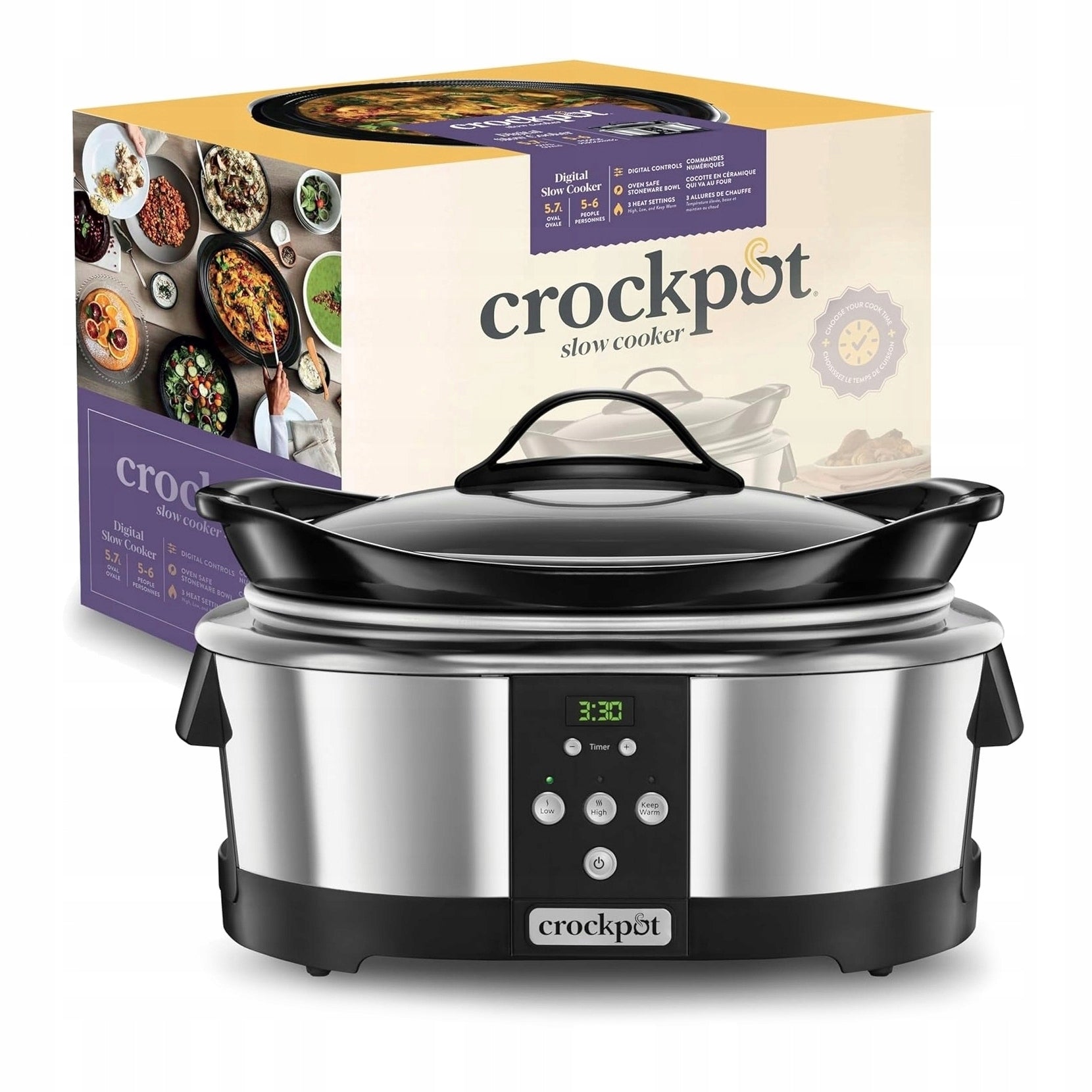 Slow Cooker Electric Pot CROCKPOT STONEWARE Bowl 5,7l + RECIPES