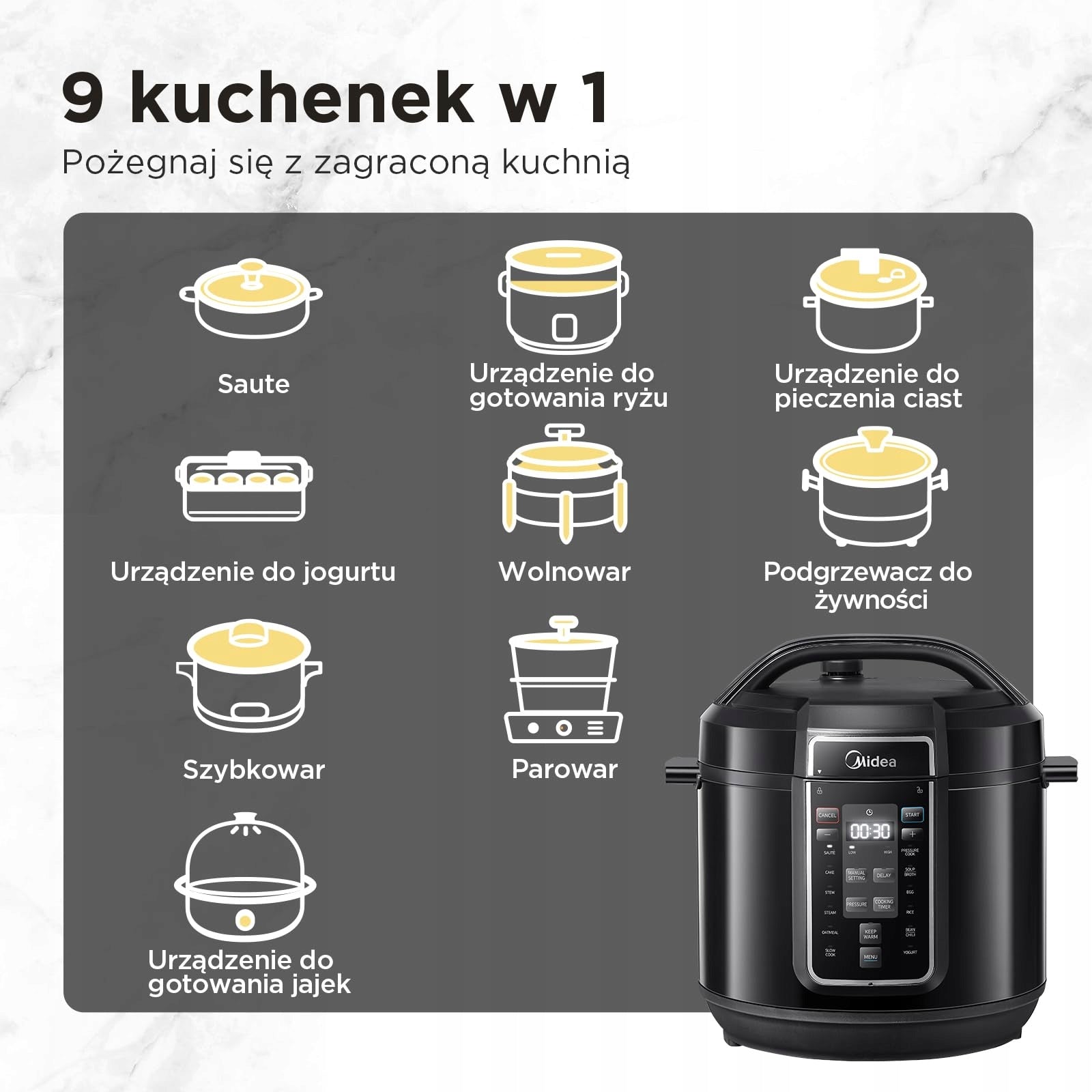 Slow Cooker Midea MPC802SAMK 7,6 L black 1200 W Manufacturer code MPC802SAMK