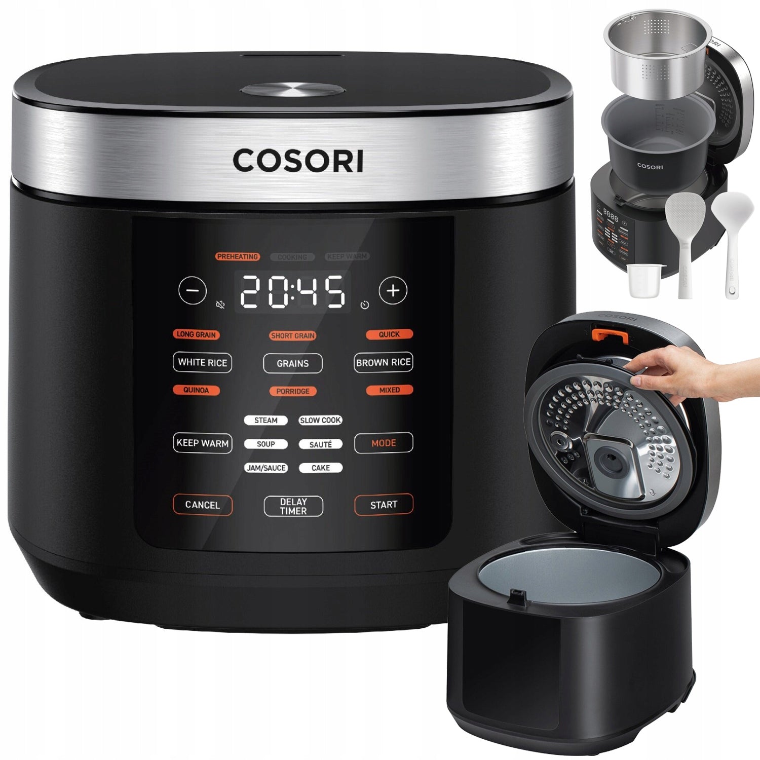 Slow Cooker Multicooker Steaming Multifunctional Cosori Black 970W 5