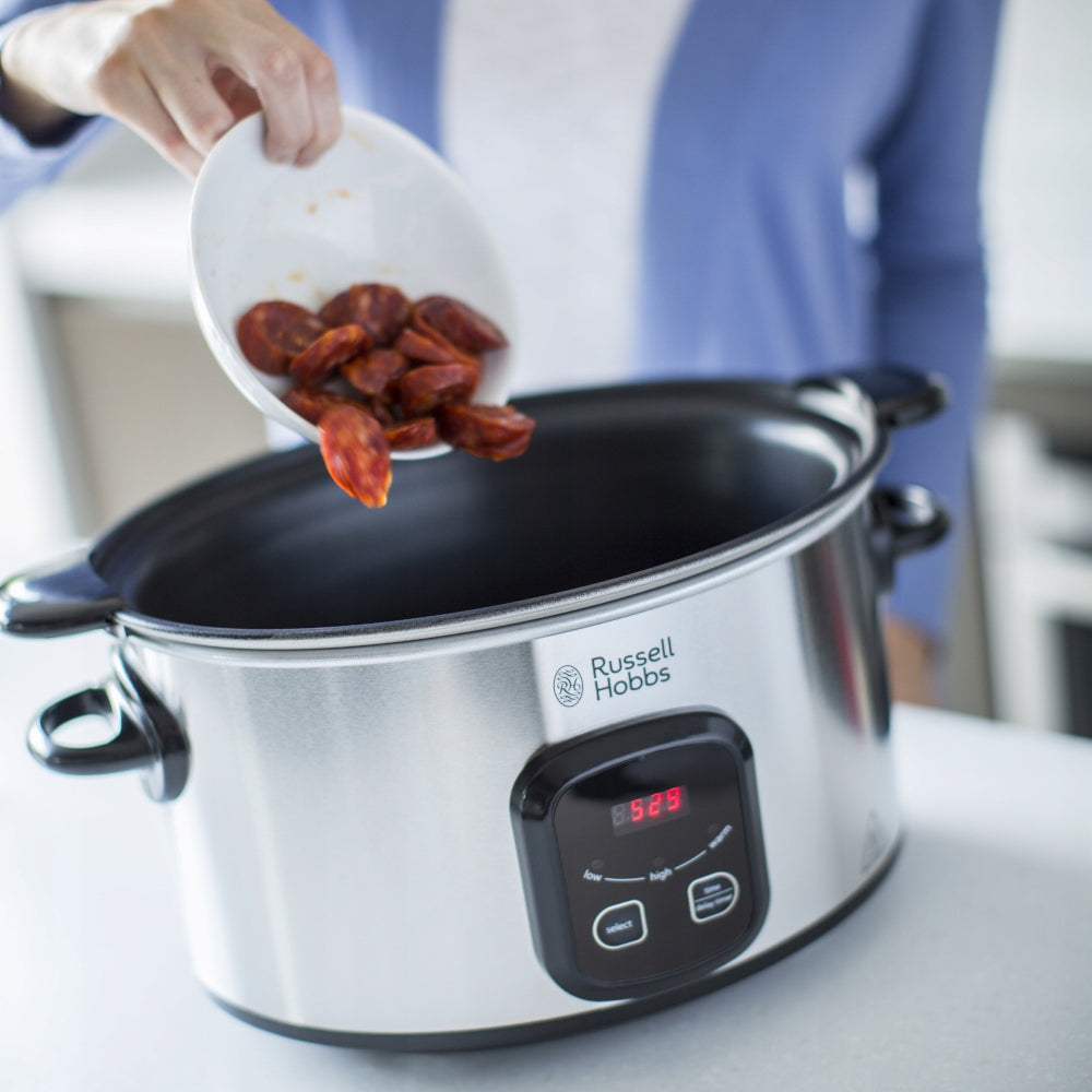 Slow Cooker Russell Hobbs MaxiCook 6 l silver/grey 200 W Dominant color silver/gray