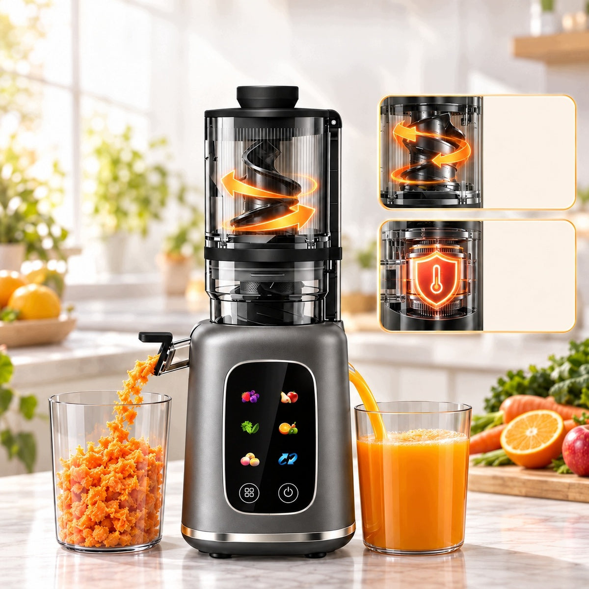 Slow Juicer Vertical YADIMI Screw Tritan BPA free,Vegetable Fruit Juicer