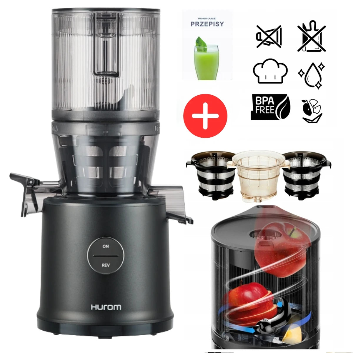 Slow Juicer for Fruit and Vegetable Juices Hurom H80 ST Black
