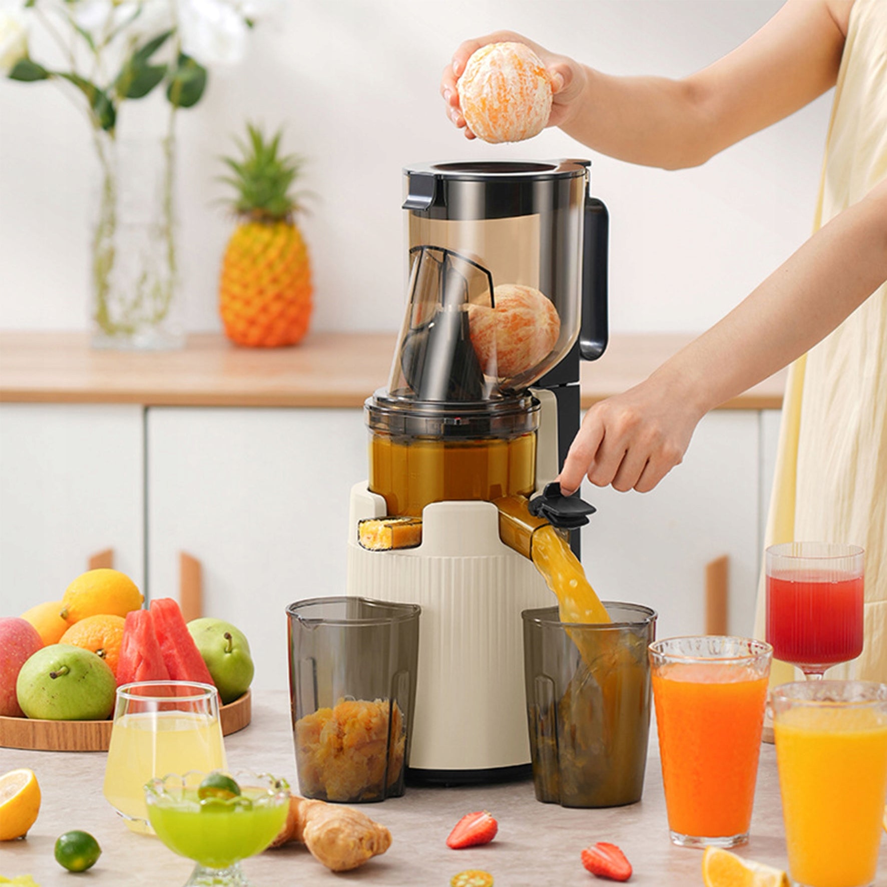 Slow Rotation Juicer Vertical Juicer 300W Large Ice Cream Juicer Hole