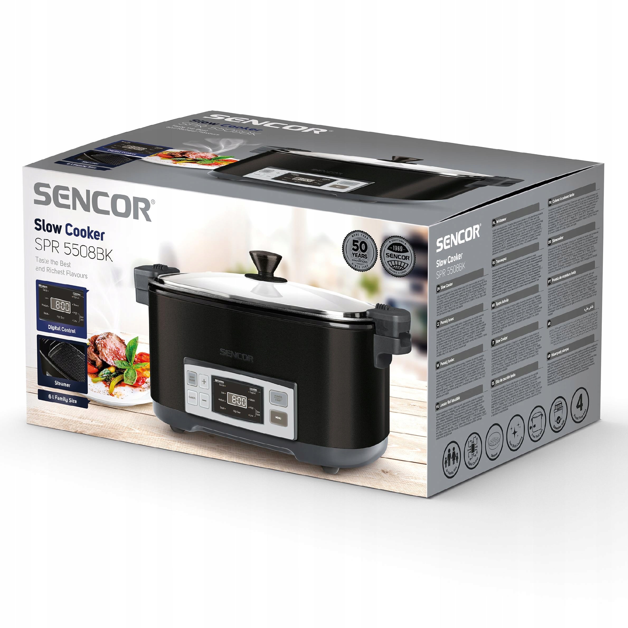 Slow cooker 6L multifunctional SPR 5508BK Sencor Packaging status original