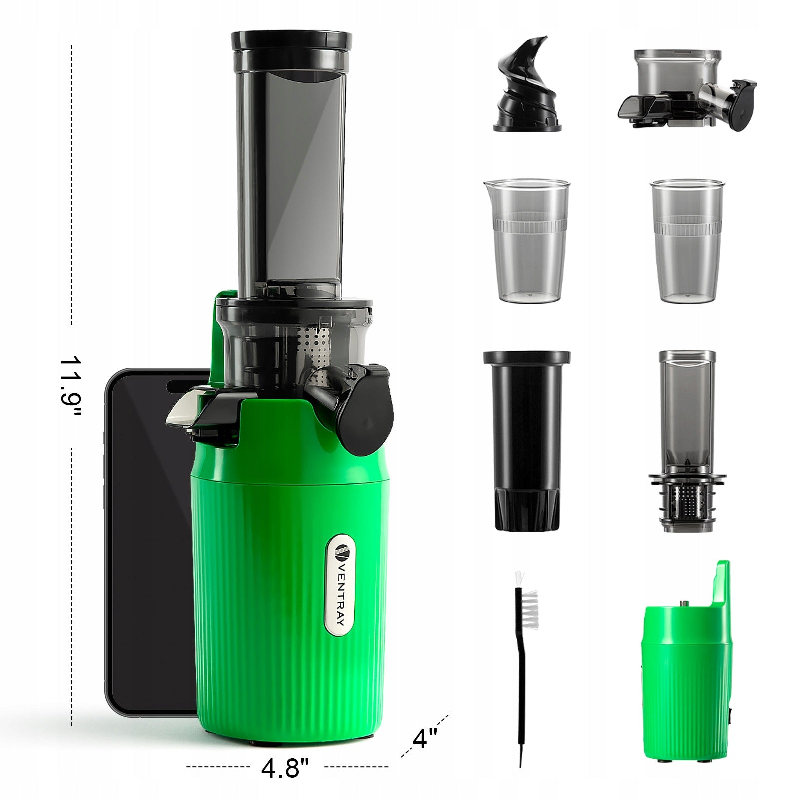 Slow juicer Ventray Essential Ginnie BPA-free green Packaging status original