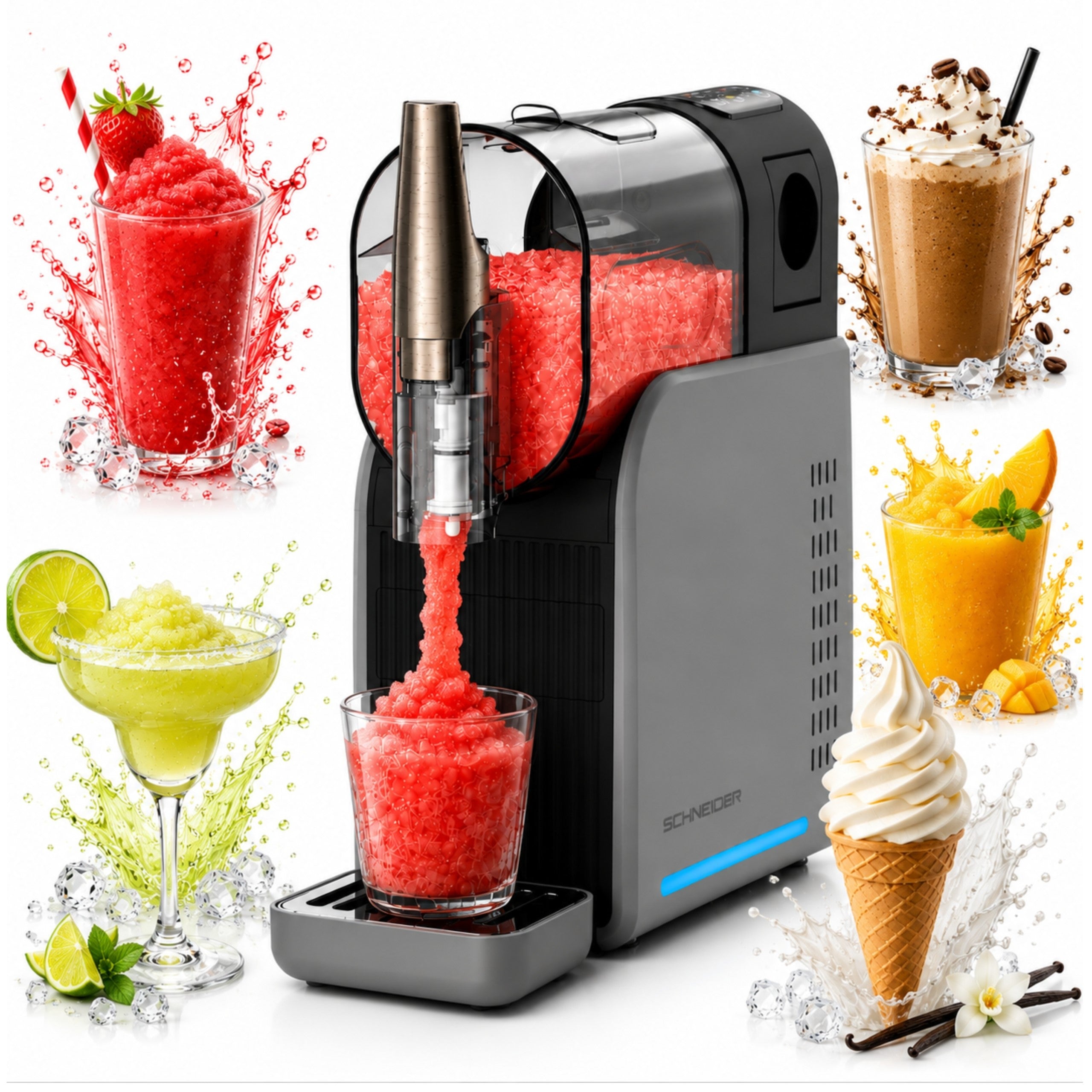 Slushy SCHNEIDER SLUSH ME Ice Cream Machine for Frozen Beverages 6 programs