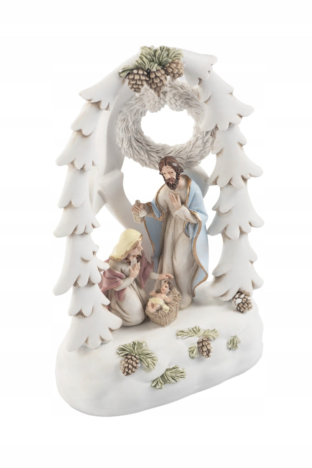 Small CHRISTMAS NATIVITY SCENE stable LED light Holy Family Brand J&S