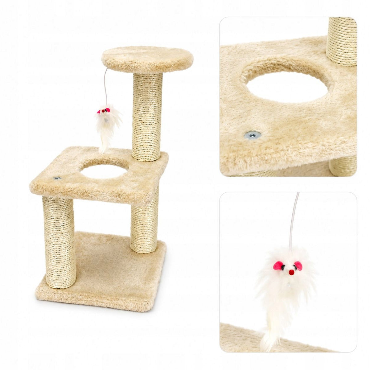Small Cat Scratcher with Bed and Mouse VELVET – Compact Playground Manufacturer code IMP30311