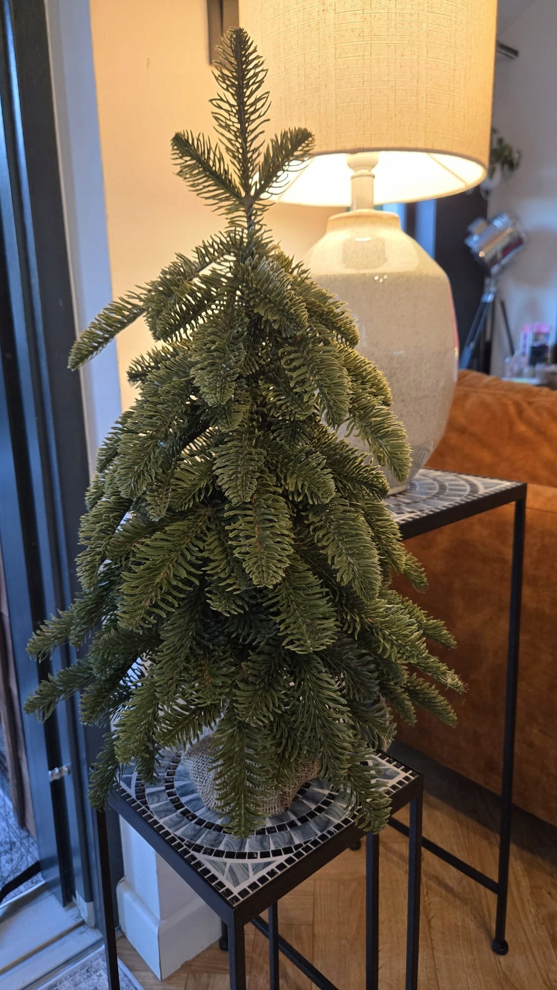 Small Christmas Tree Artificial Fir MINI Olive 55cm 100% PE + Stand and Decorative Jute Brand Art-Trans