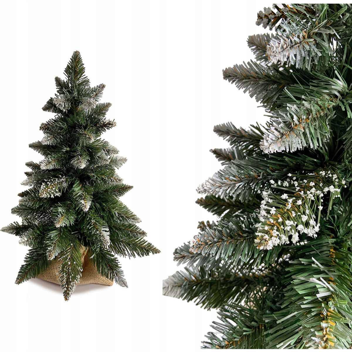 Small Christmas tree artificial Alpine PINE PREMIUM 60cm jute plastic stand