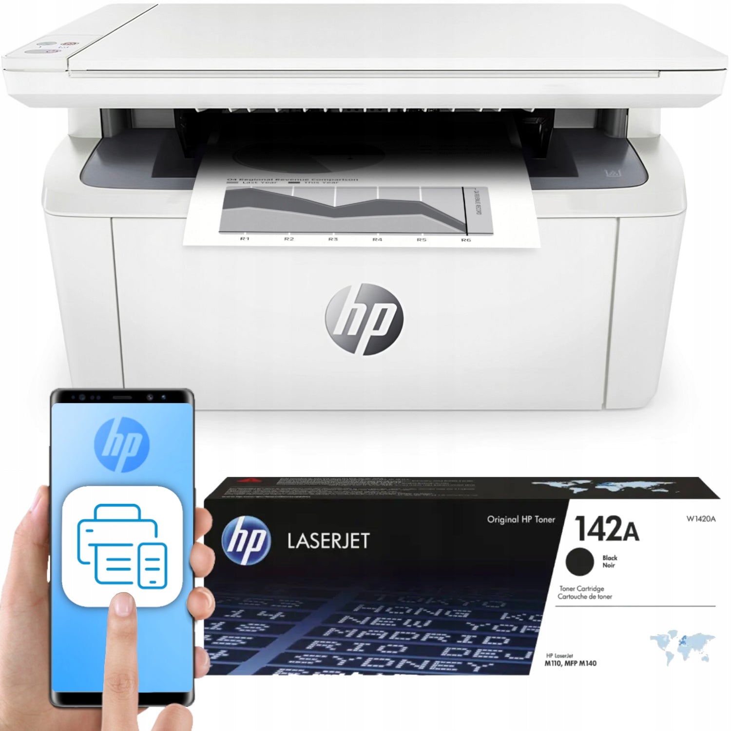 Small Efficient HP Laser Jet Printer M140w PRINT MONO SCAN WIFI TONER