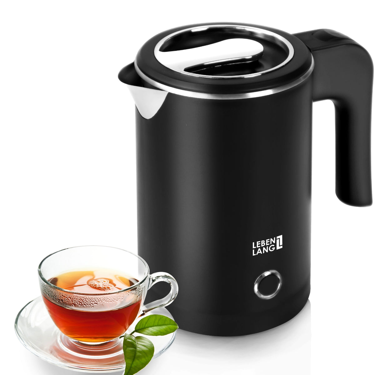 Small Electric Hiking Kettle 0,5L LEBENLANG Stainless Steel 600W