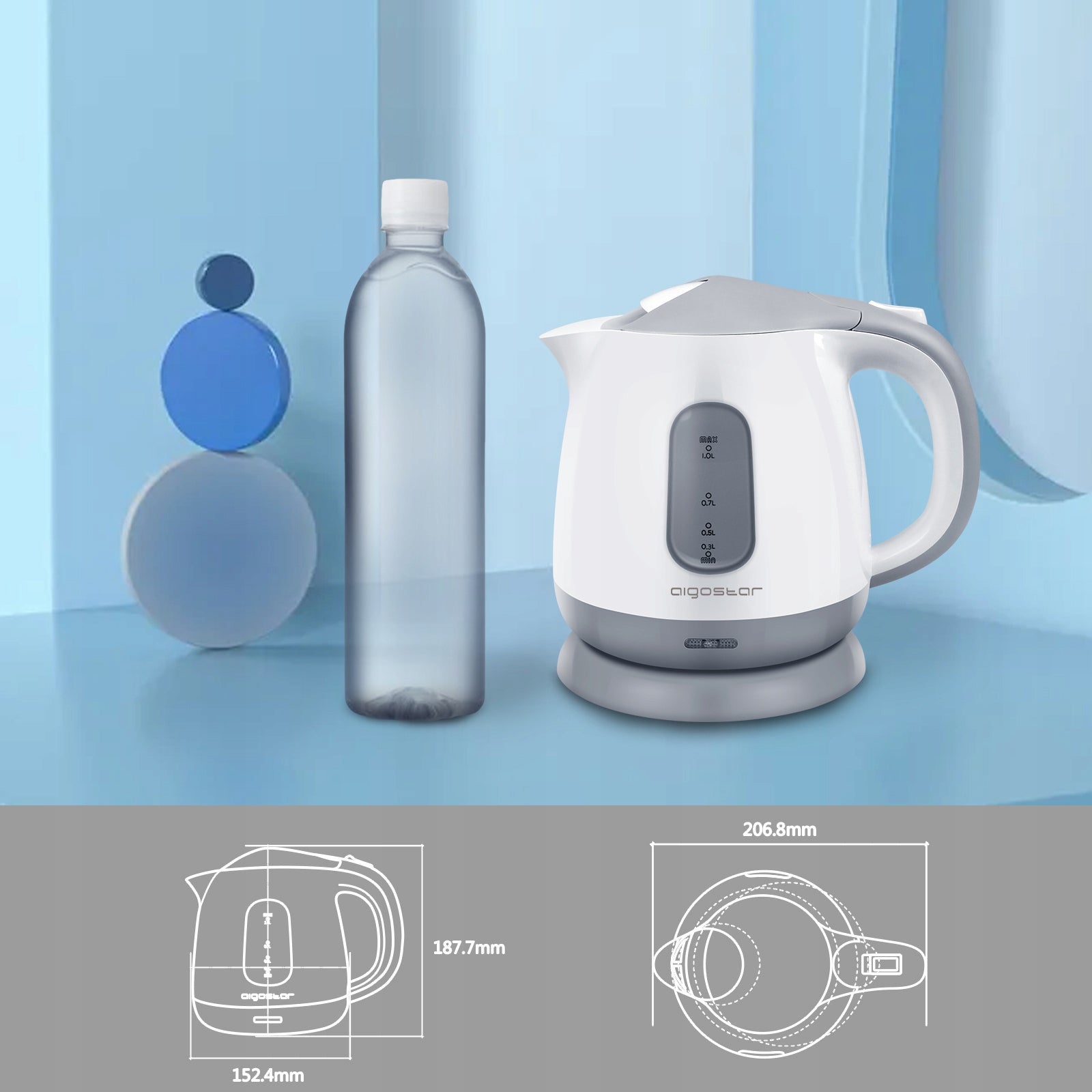 Small Electric Kettle 1L Aigostar Juliet 1100 W silver/grey Manufacturer code 300104HIO