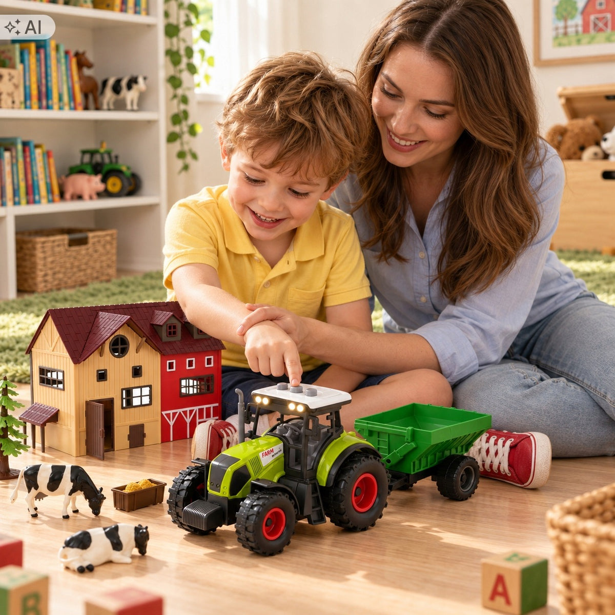 Small Farm Tractor animals accessories Large Barn for children 3 4 5 6 + Manufacturer code Traktor Duża farma ze zwierzętami akcesoriami