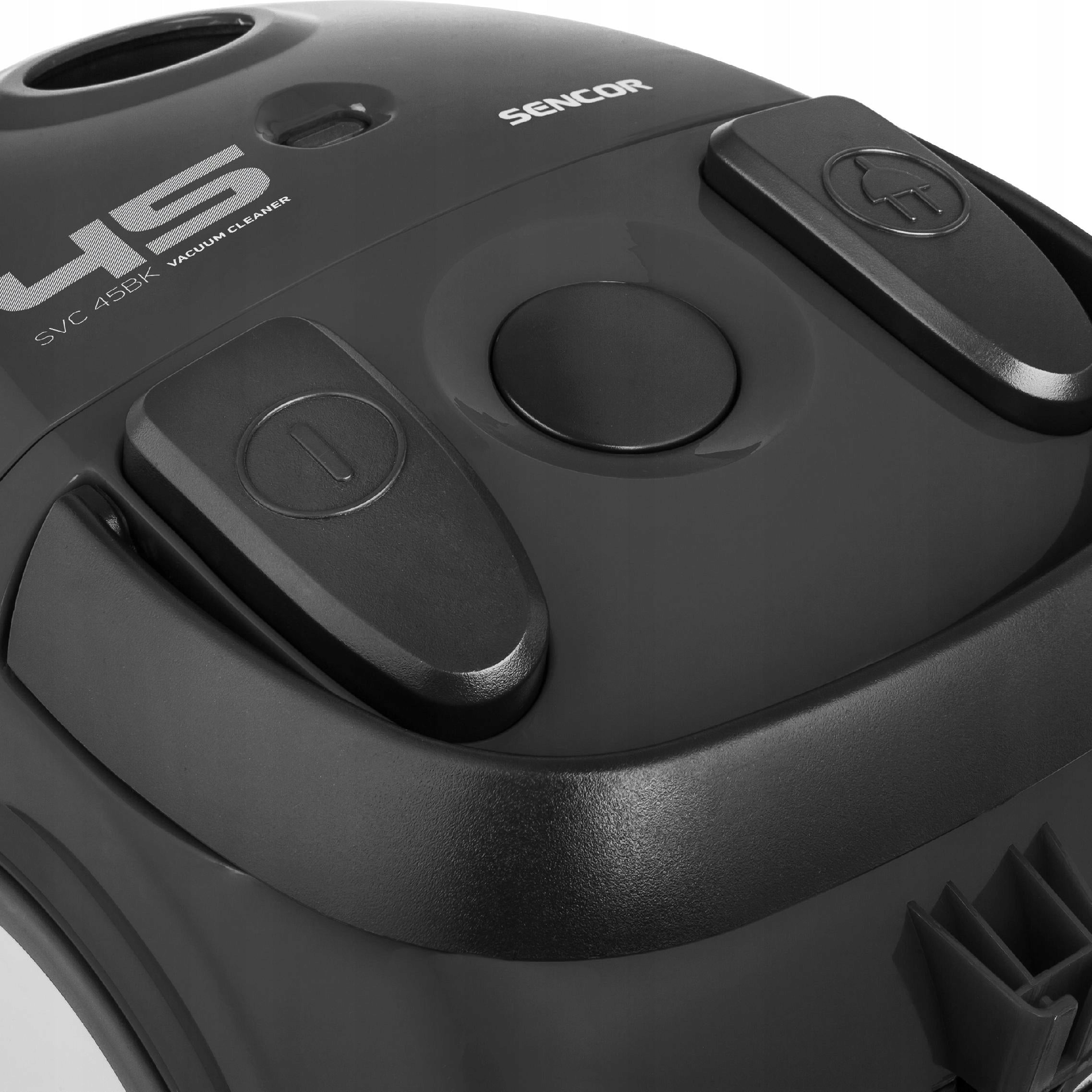 Small POWERFUL bagged vacuum cleaner 850W HEPA black 1,5L Sencor SVC 45BK-EUE3 Model SVC 45BK