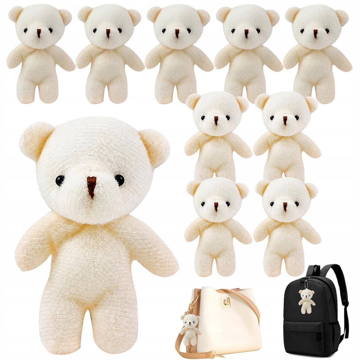 Small Plush Bears Keychains Infant Toys 10 Pieces