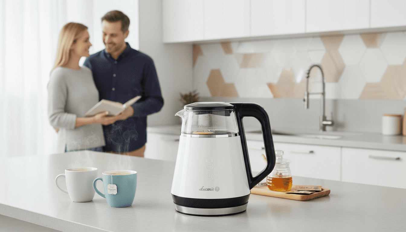 Small electric kettle Łucznik 1L temperature control keep warm glass Manufacturer code 06.196