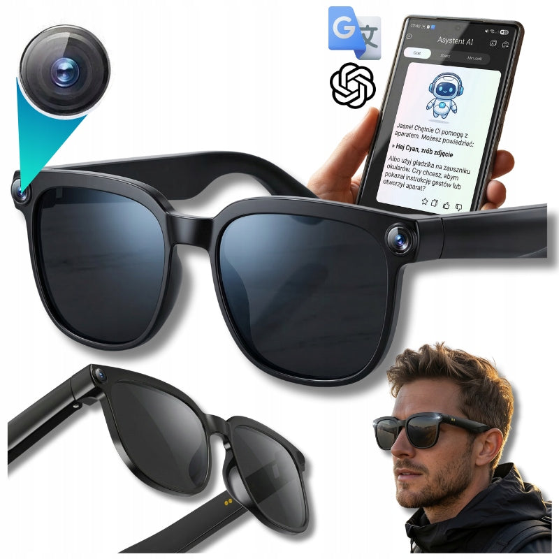 Smart AI Glasses with Camera Assistant Microphone Live Translation Packaging status original
