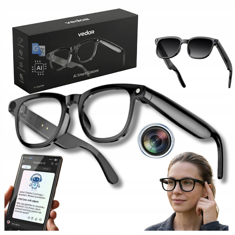 Smart AI Glasses with HD Camera and Photochromic Language Translation