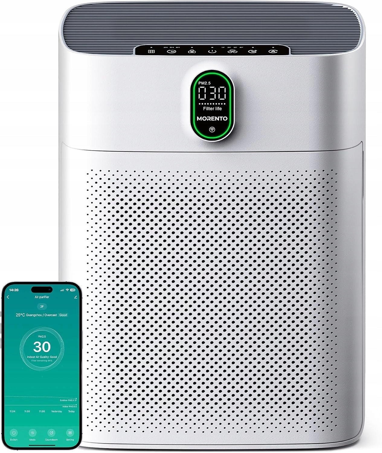 Smart Air Purifier TWO FILTERS WiFi HEPA Sensor Silent Alexa