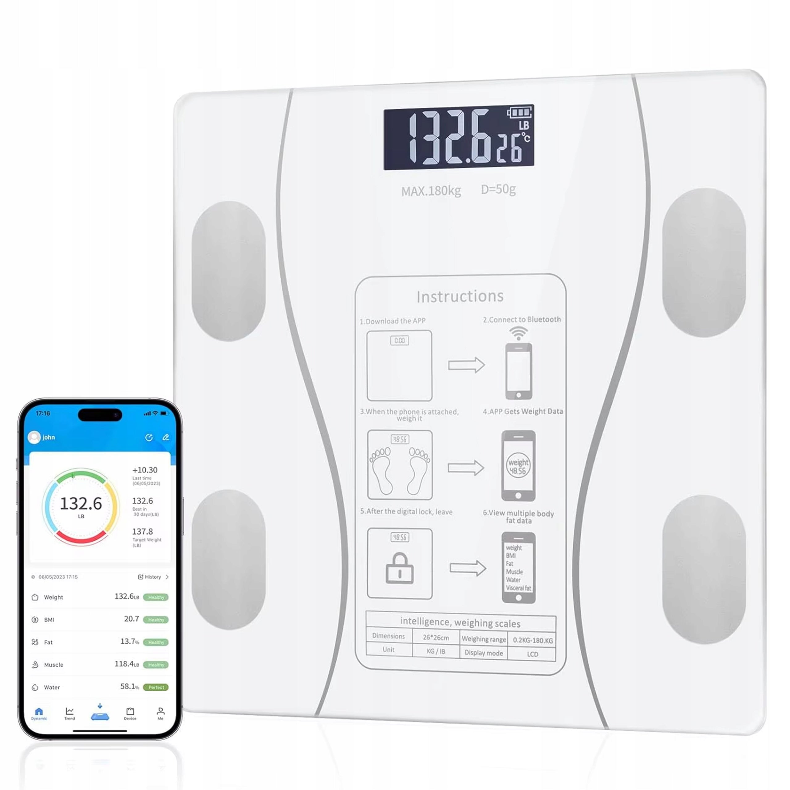 Smart Bathroom Scale Bluetooth Smart Body Scale Android IOS Model Smart Scale