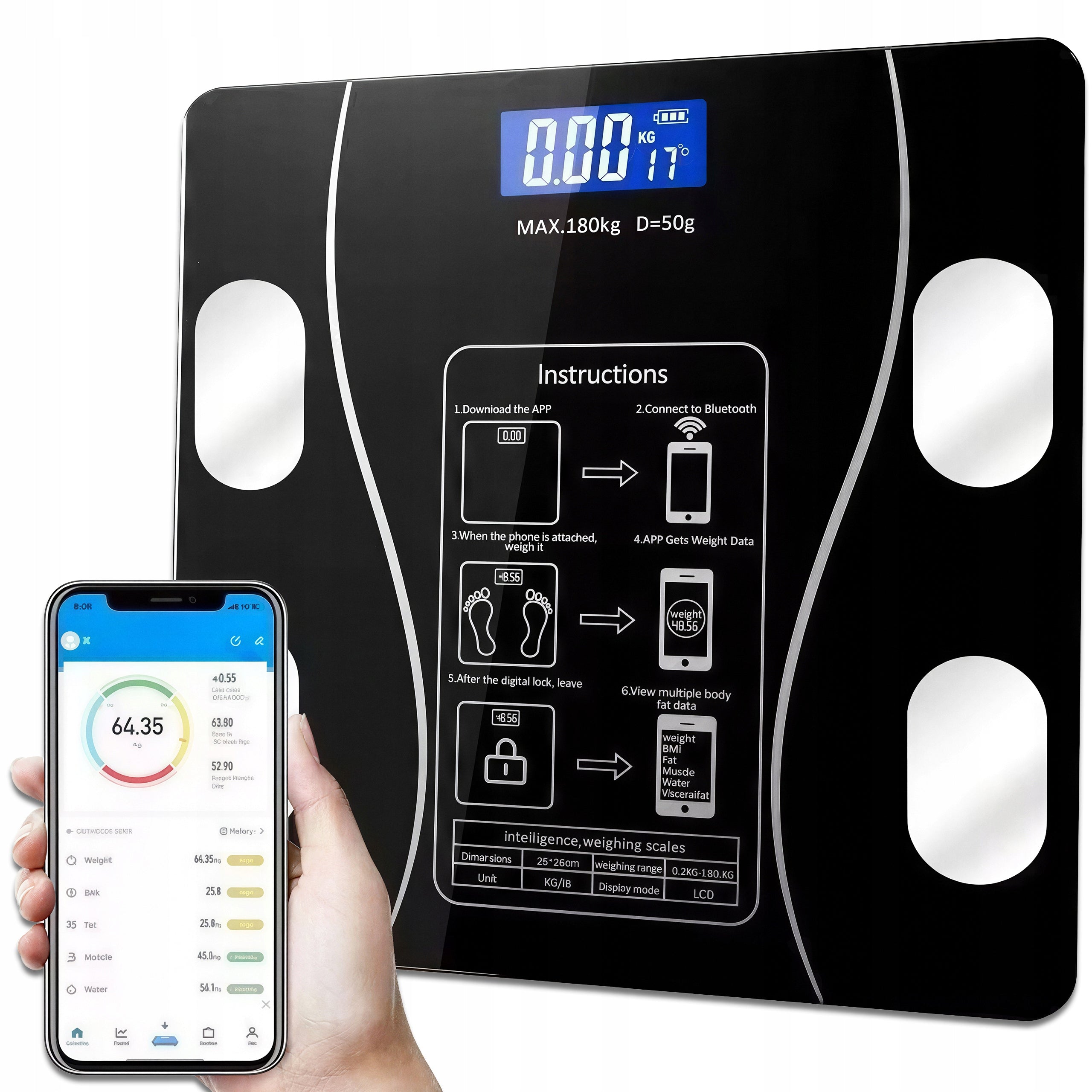 Smart Bathroom Scale Bluetooth Smart Body Scale Android IOS