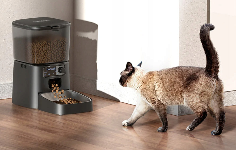 Smart Food Dispenser Bowl Feeder Oneisall 1.2L For Cat Dog Packaging status original