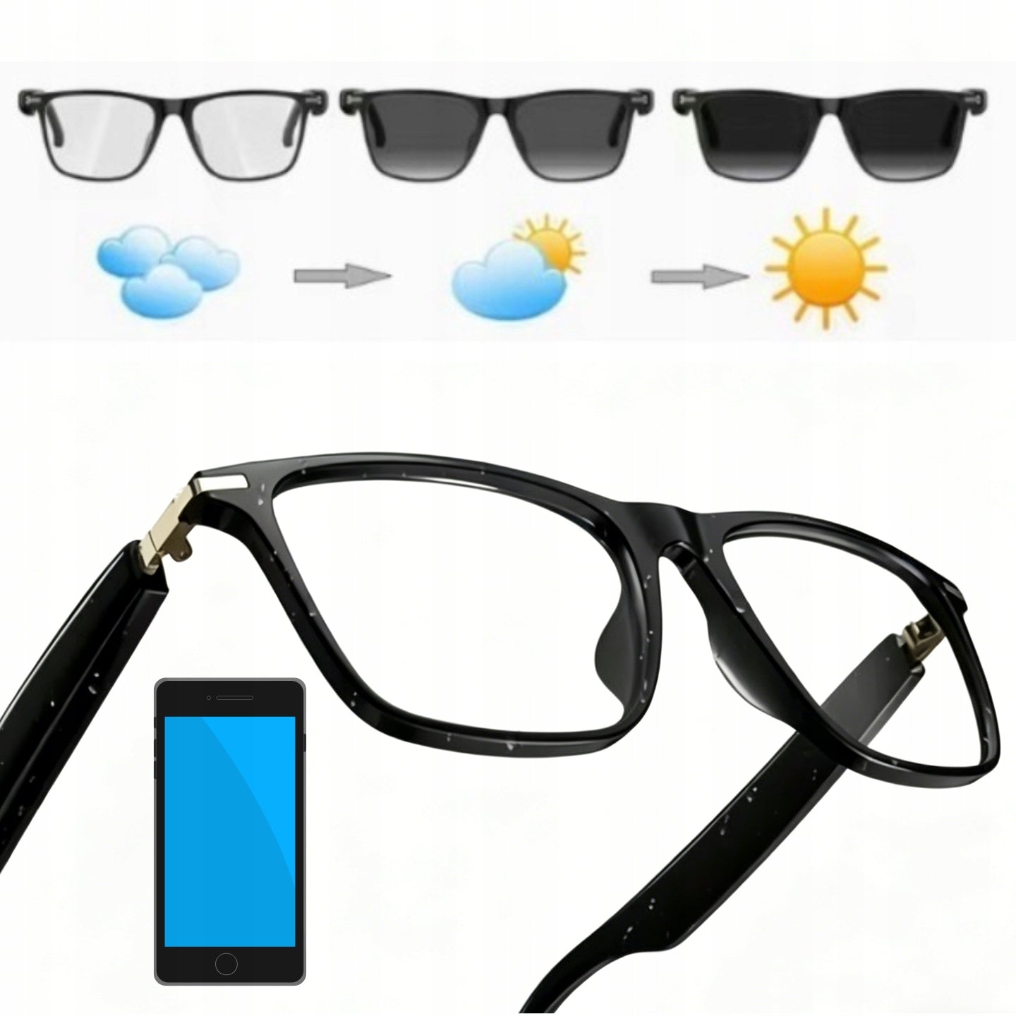 Smart Glasses AI Smart Glasses Photochromic Language Translation Live