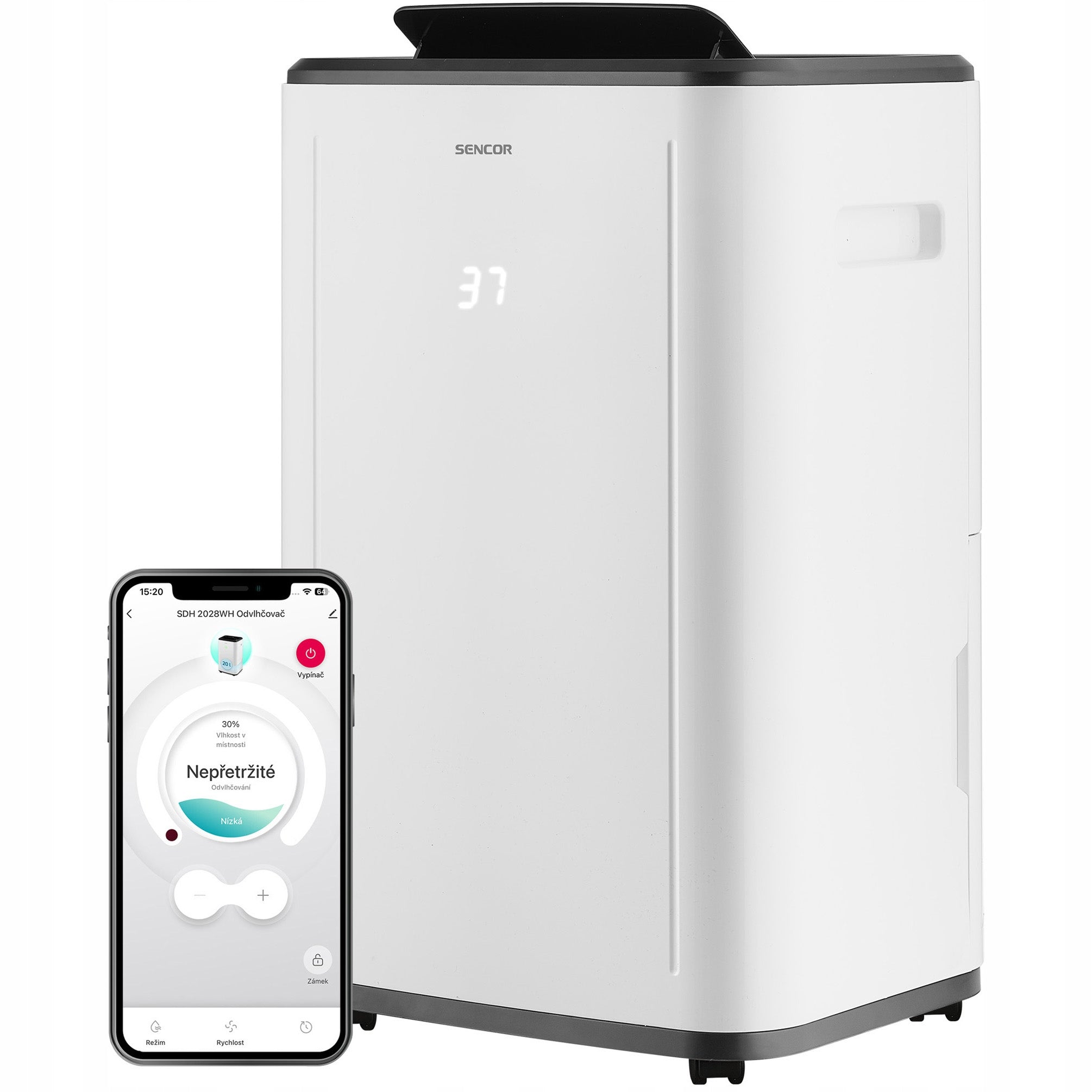 Smart Mobile Efficient Wi-Fi Dehumidifier Sencor SDH2028WH