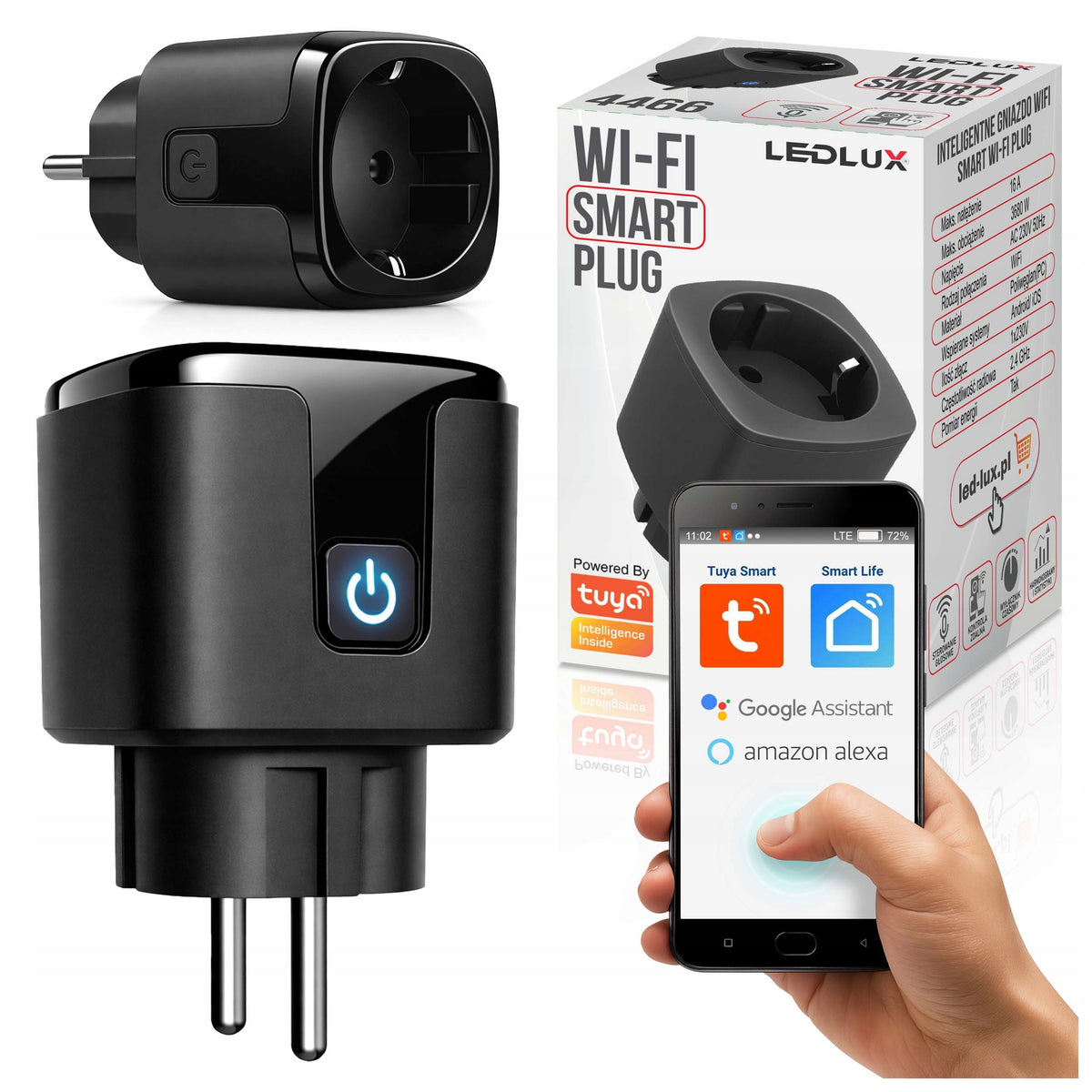 Smart Socket Programmer Time Wattmeter WIFI TUYA SMART BLACK Manufacturer code Inteligentne Gniazdko SMART PLUG  WiFi BLACK