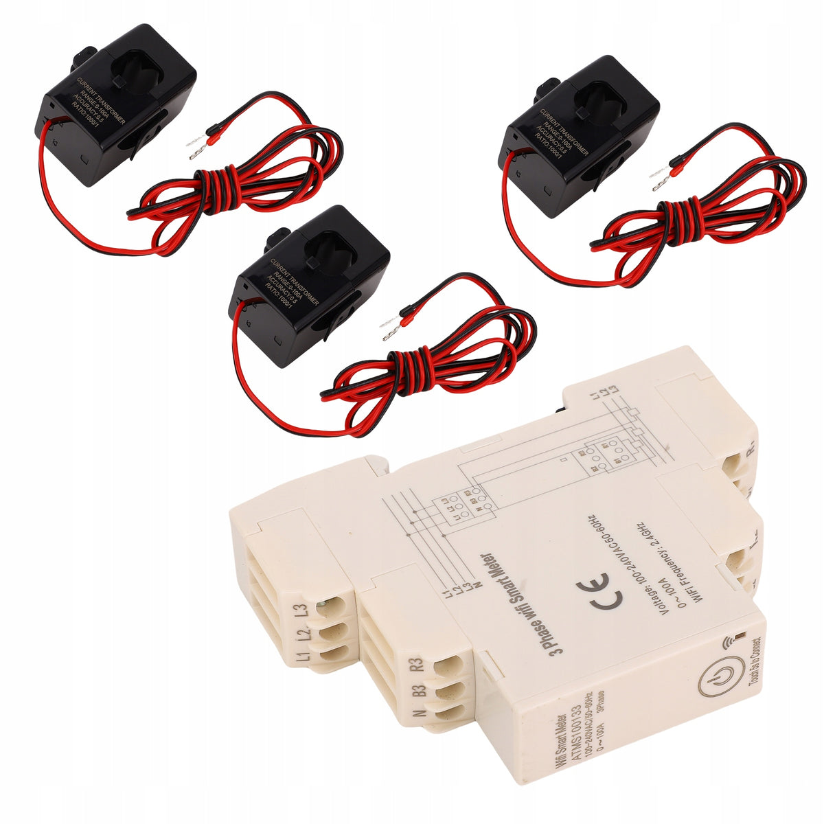 Smart WiFi three-phase energy meter with three 100A circuit level sensors Packaging status original