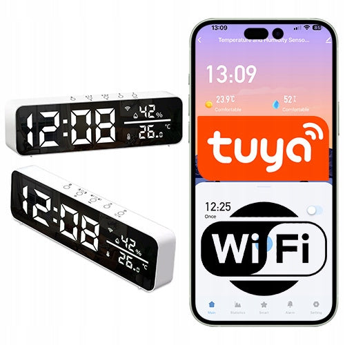 Smart clock with built-in Tuya temperature and humidity sensor