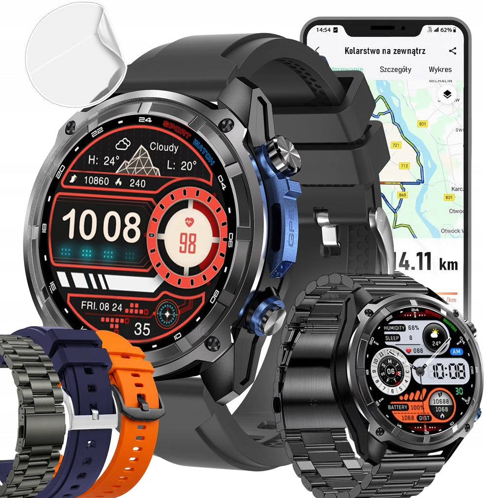 Smartwatch MEN'S GPS WATCH BLACK OUTDOOR AMOLED GPS FLASHLIGHT 4GB 860mAh