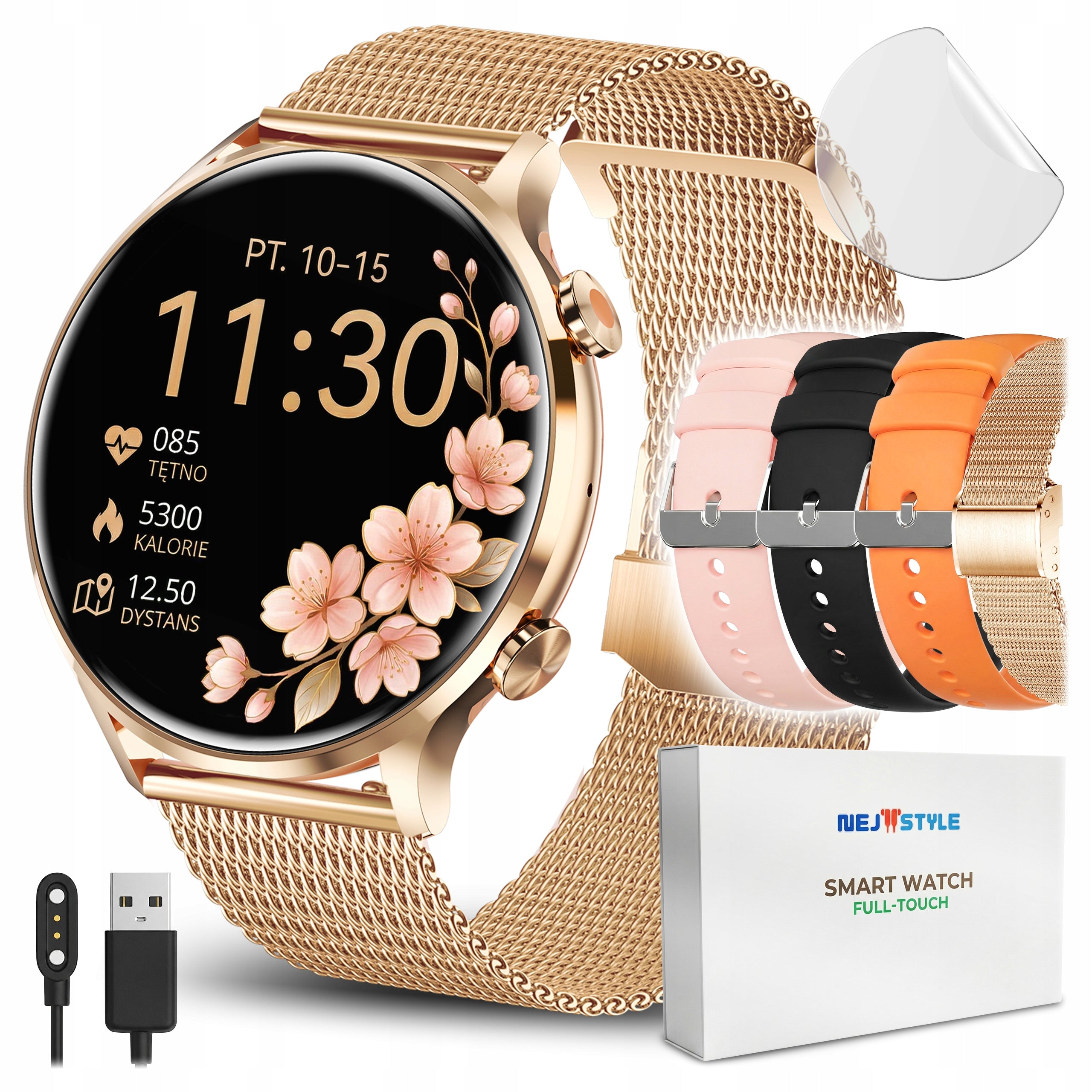 Smartwatch Women's Watch Talk Waterproof Sport Watch MENU PL + 4 stripes