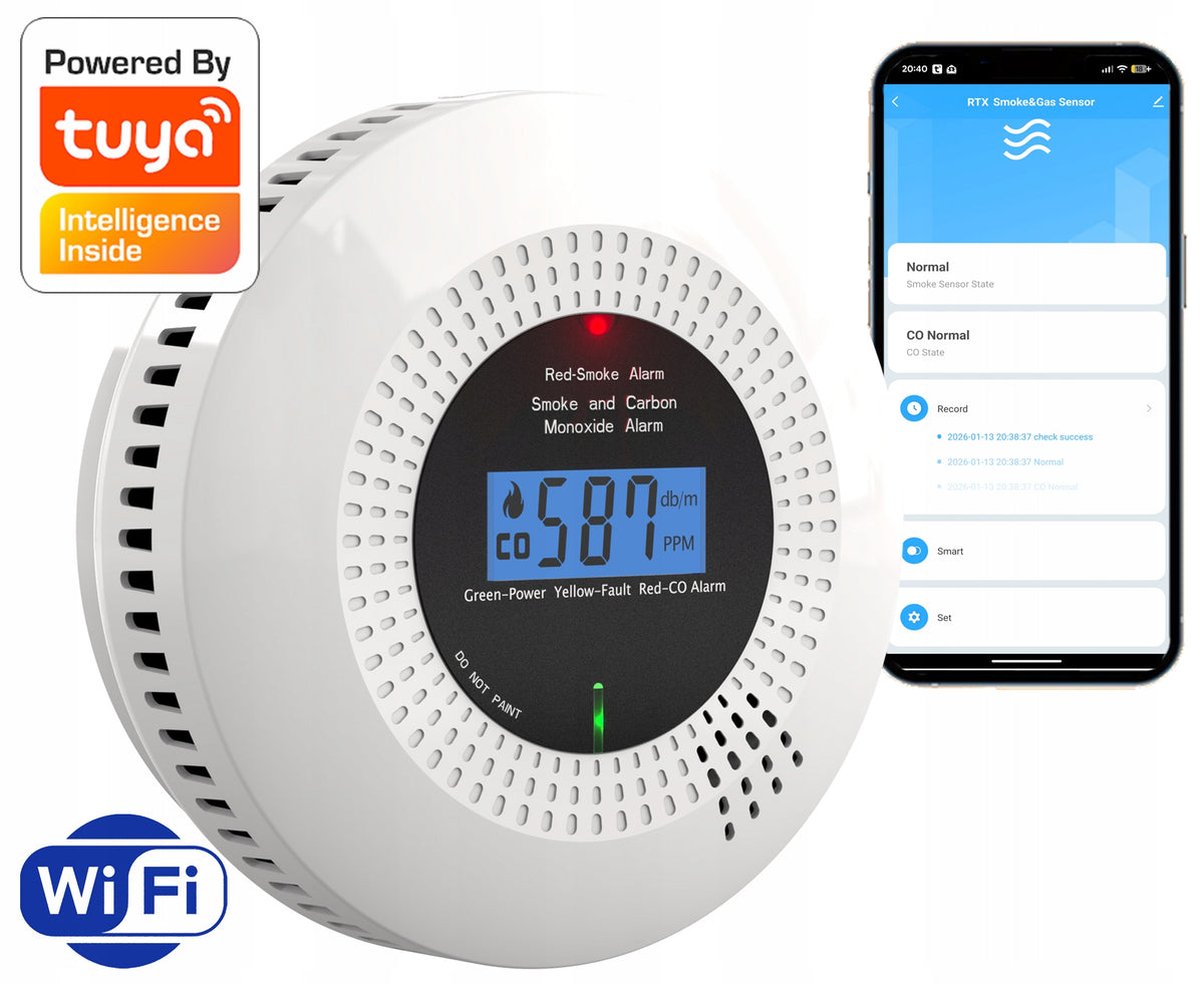 Smoke and Chad Sensor 2in1 Carbon Monoxide Detector CO TUYA WiFi CERTIFIED