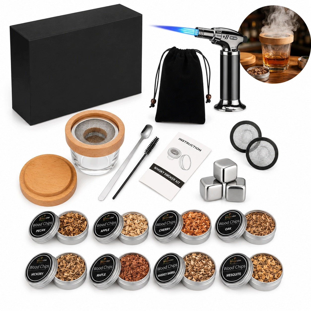 Smoker XL Whiskey Smoker Kit with Cocktail Drink Tools