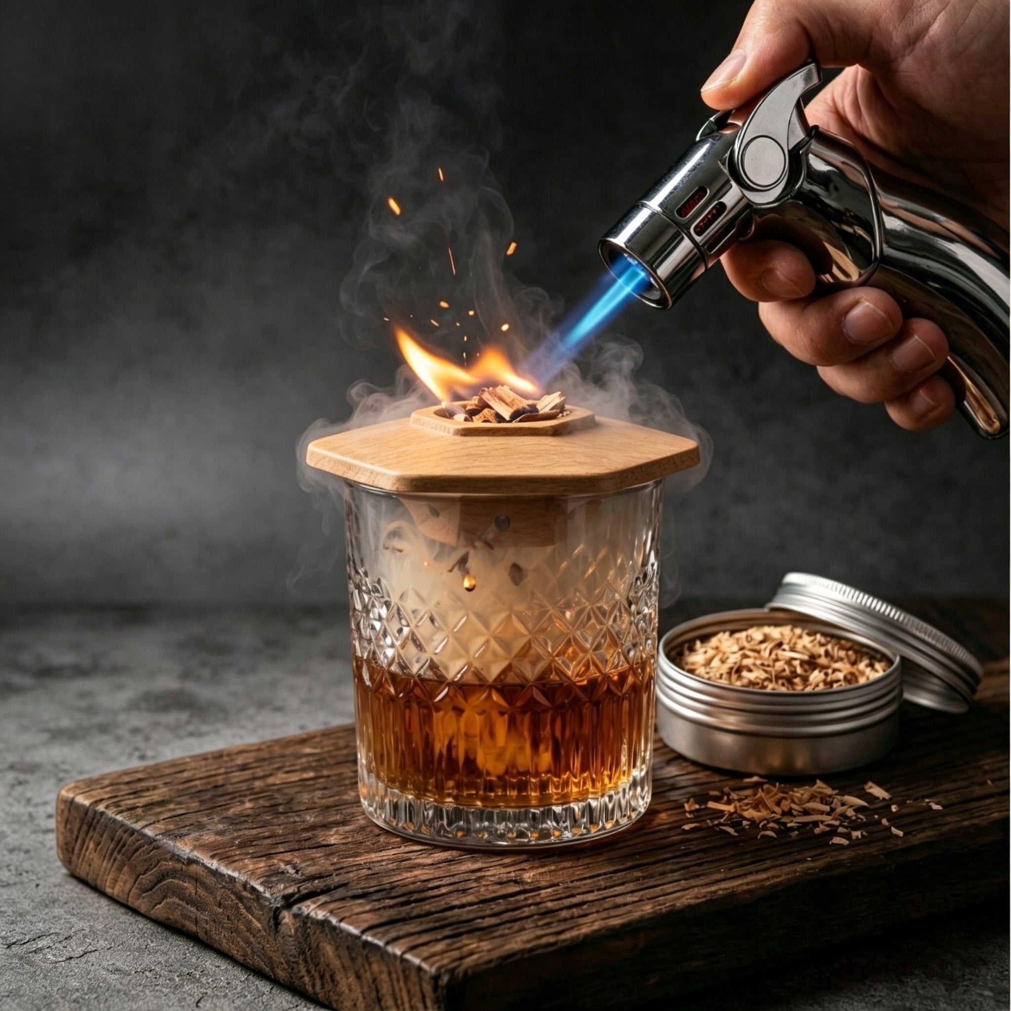 Smoking Set Whisky XXL Gift for Guy Burner 2 Glasses 6 Flavours Manufacturer code Whisky Smoker