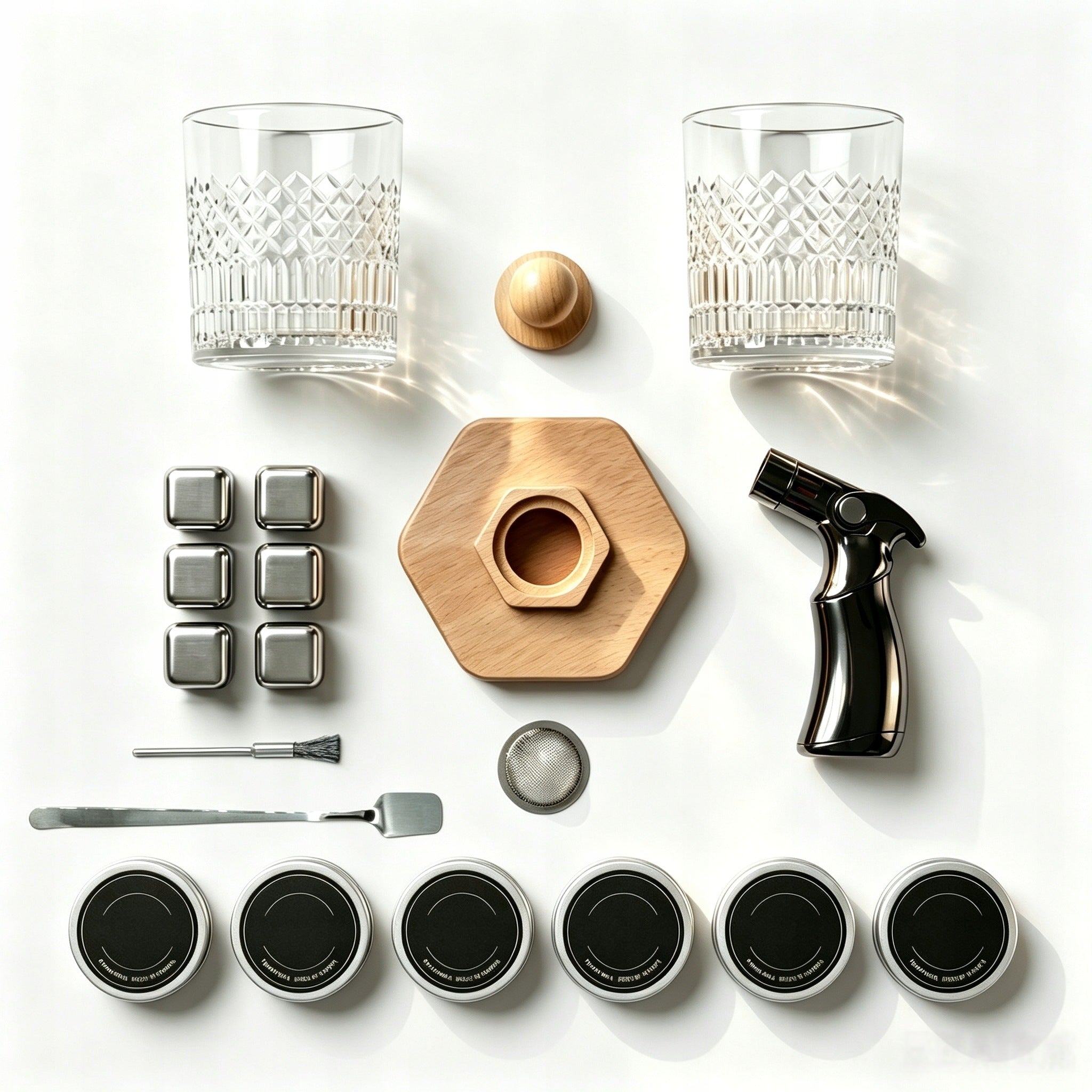 Smoking Set Whisky XXL Gift for Guy Burner 2 Glasses 6 Flavours Packaging status original