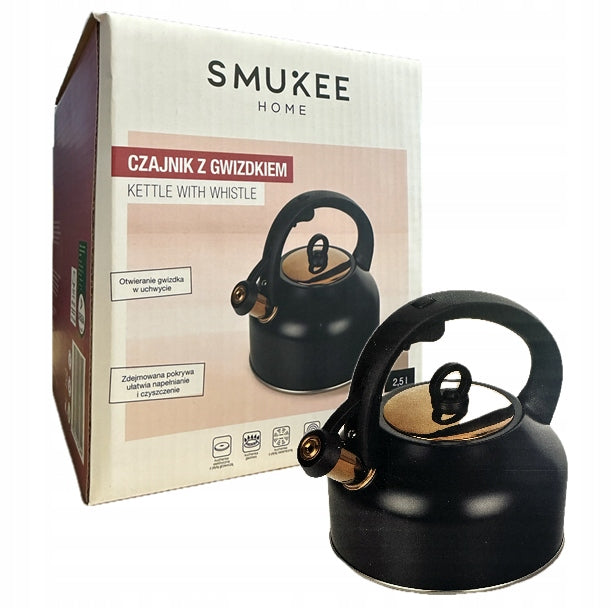 Smukee Kettle with whistle 2,5l Black