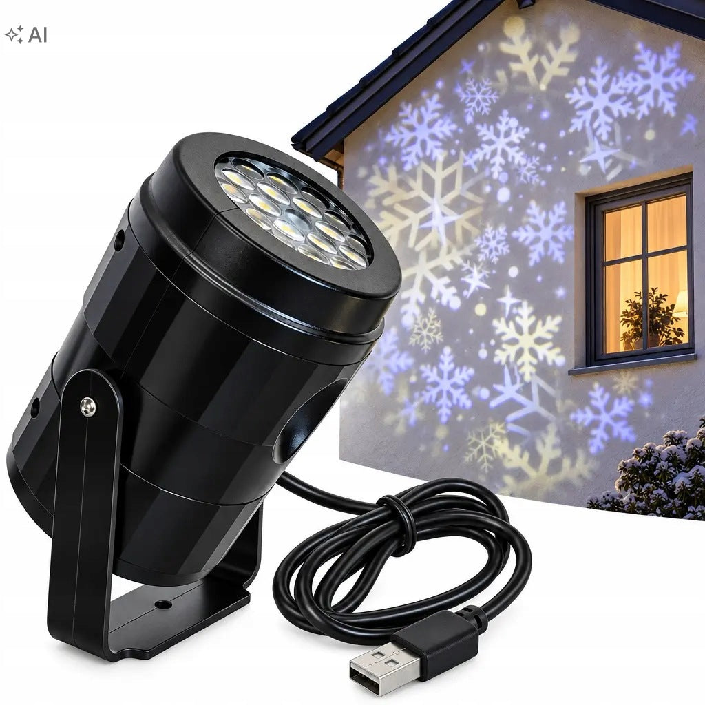 Snow Projector LED USB Wall Projector Christmas Flakes