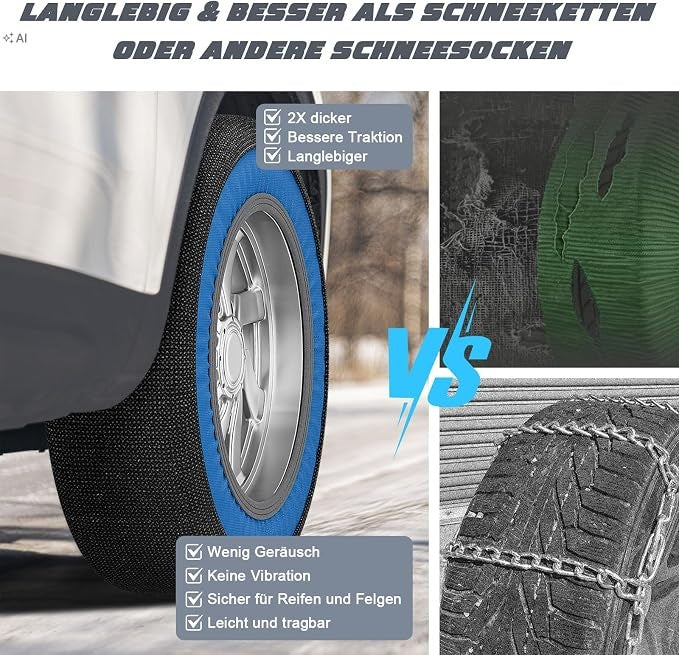 Snow Socks for Car Tires Set of 2 XXL 14-24 inch Manufacturer's catalog number Skarpety śnieżne na opony