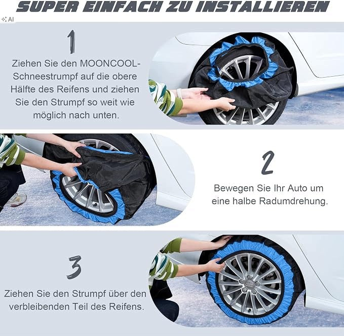 Snow Socks for Car Tires Set of 2 XXL 14-24 inch Packaging status original